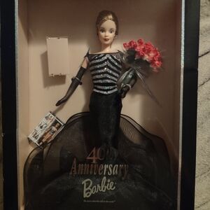 Barbie in Black and Silver Gown with Red Bouquet